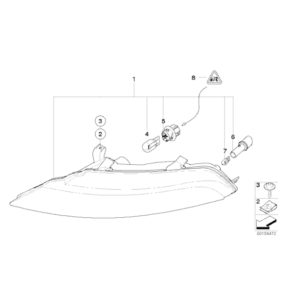 Kierunkowskaz lewy biały BMW E63 E64 630i 645i 650i M6 - 63137165805