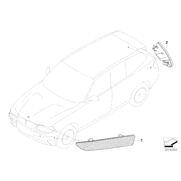 Szkło odblaskowe tył prawe BMW E83N 1,8d 2,0d 2,0i 2,5si 3,0d 3,0i 3,0si - 63147162218