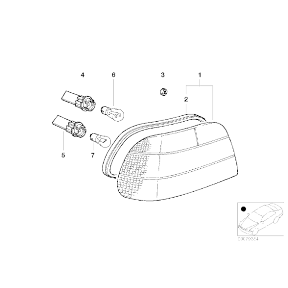Gniazdo oprawka żarówki tył BMW E53 X5 E36 sedan E38 - 63211387365