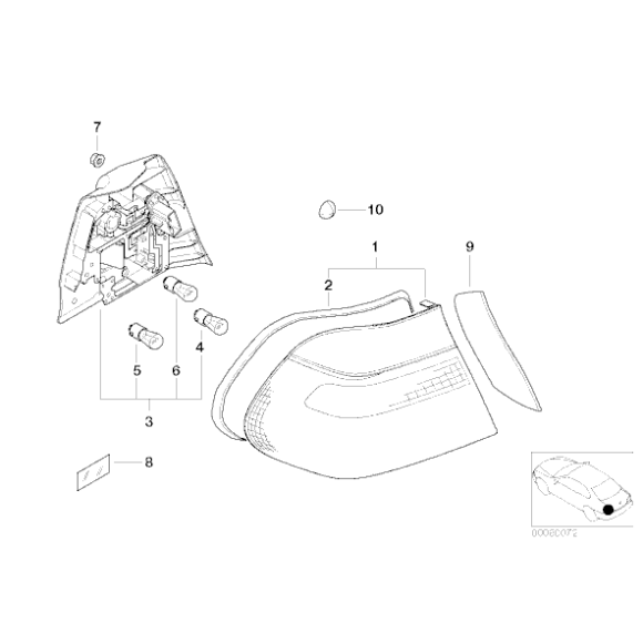 Osłona lampy tył lewa BMW E46 Coupe 316 318 320 323 325 328 330 M3 - 63216933017