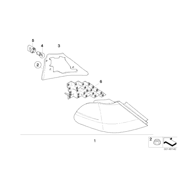 Uszczelka lampy tył bocznej lewa BMW E65 E66 730 735 740 745 750 760  - 63217162071