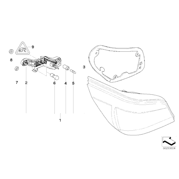 Wspornik żarówek prawy, białe kierunk. - 63217177702