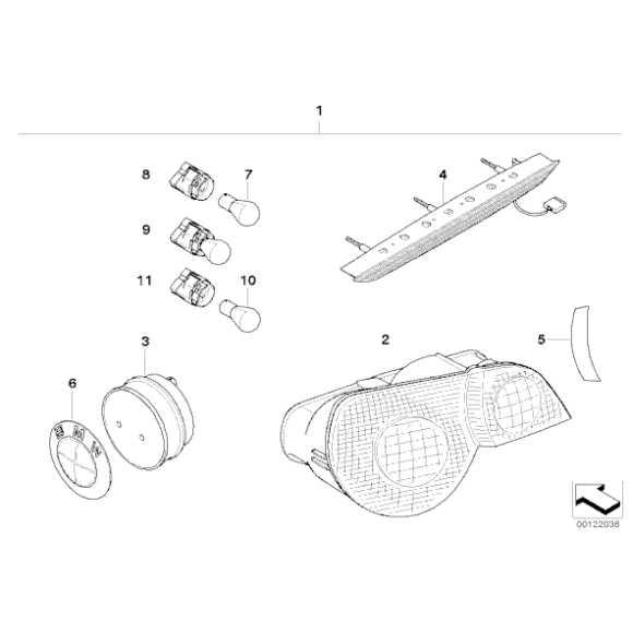 Trzecie światło stop białe BMW E85 Z4 2,0i 2,5i 2,5si 3,0i 3,0si M3,2 - 63256930246