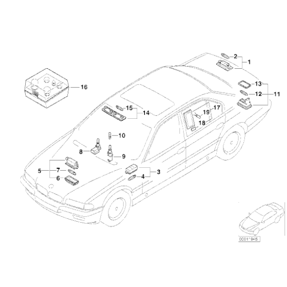 63268352424 Lampka tablicy rejestracyjnej BMW E38 725 728 730 735 740 750 - 63268352424 - Części oryginalne BMW Łódź | Sklep internetowy BMW