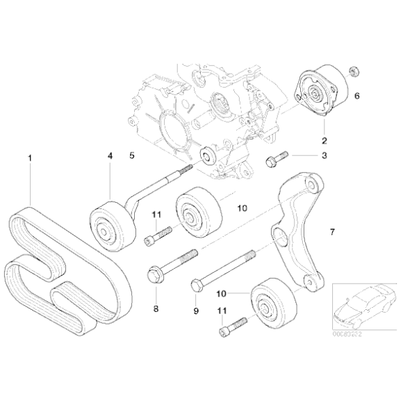 Rolka napinająca z dźwignią BMW E39 E46 X5 E38 330d 525d 530d 730d 3,0d - 11282354131