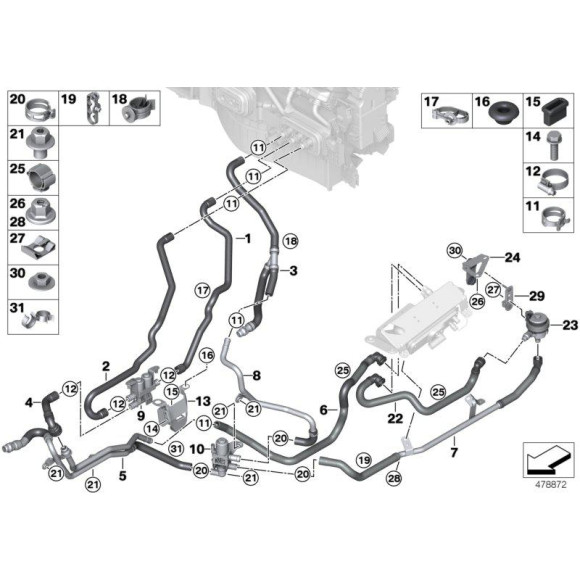 Końcówka BMW E30 E36 E46 E39 E38 E60 E65 E90 E87 F10 F30 F20 F21 X1 X3 X5 X6 - 64126910076