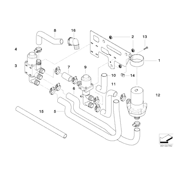 Przewód wody od zawór do dodatkowa pompa wody BMW E39 520 523 525 528 530 535 540 M3 - 64218364471