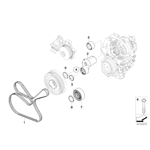 Rolka paska klimatyzacji BMW E60 E81 E87 E90 E91 F10 F11 525d 535d 530d 316i 320i 335i 320d 118d 120d 123d 135i 535i 520i - 1128