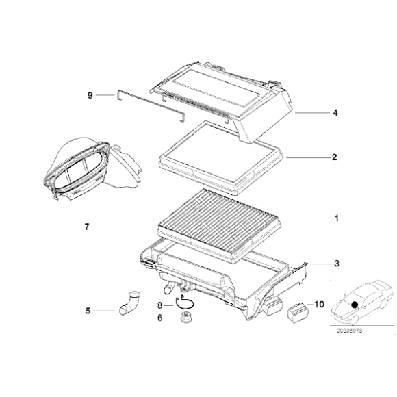 Pokrywa serwisowa mikrofiltra lewa BMW E39 520 523 525 525 530 535 540 M5 - 64318379627
