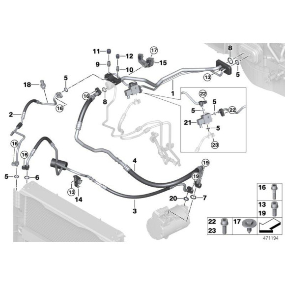 64509177577 Zestaw zaworów przewód ciśnieniowy BMW E30 E32 E34 E36 E38 E39 E46 E53 E60 E61 E63 E65 E70 E71 F15 F16 MINI - 64509177577 - Części oryginalne BMW Łódź | Sklep internetowy BMW