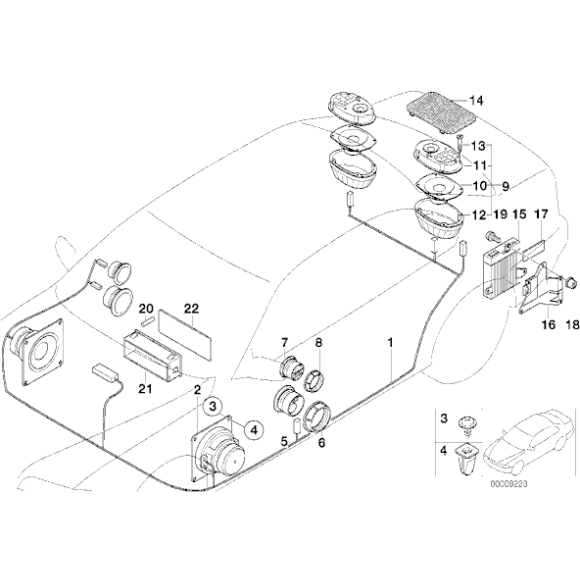 Uchwyt wzmacniacza systemu Hifi BMW E36 316 318 320 323 325 328 M3 sedan coupe - 65121387608