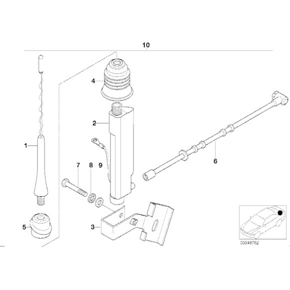Pręt anteny krótki BMW E36 cabrio Z3 318 320 323 325 328 M3 MINI R50 R53 Cooper One - 65218375160