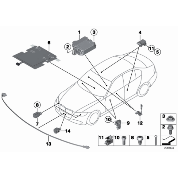 Mata czujnik rozpoznająca zajęcie fotela pasażera BMW E87 E90 E91 E92 E92N - 65779153119