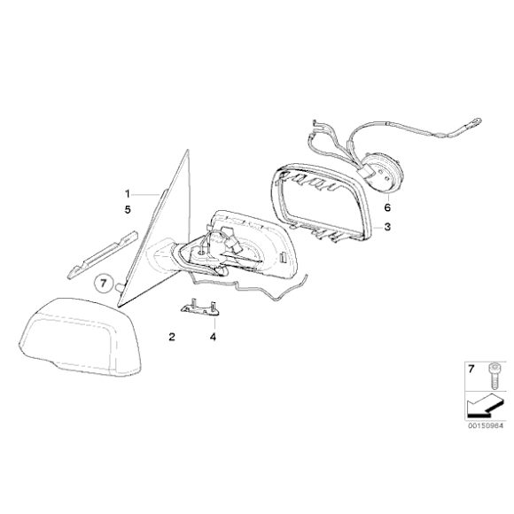 Zestaw naprawczy lusterka BMW E83 X3 1,8d 2,0d 2,0i 2,5si 3,0d 3,0si - 67136965061