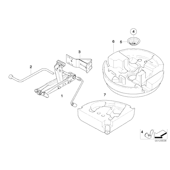 Uchwyt koła zapasowego BMW E12 E23 E24 E30 E31 E32 E34 E36 E38 E39 E46 E60 E61 E70 E71 F15 F16 F85 F86 G05 - 71151180625