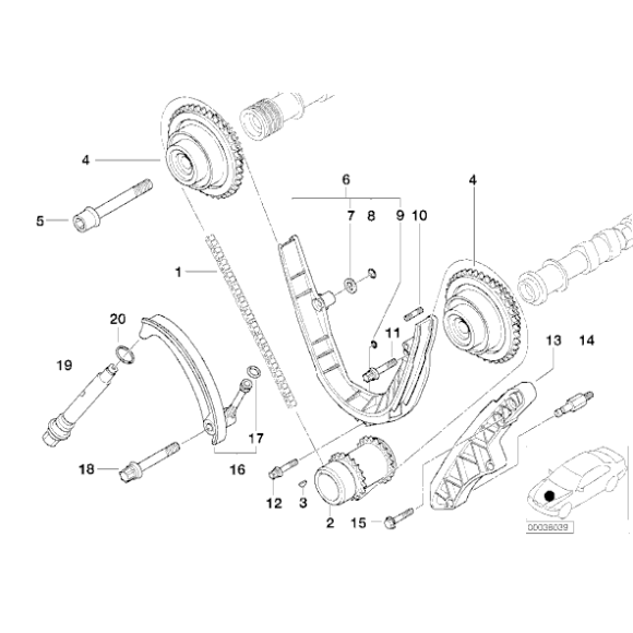 Szyna prowadząca łańcucha BMW E38 E39 X5 E31 M62 535 540 735 740 840 4,4 4,6is - 11311745406