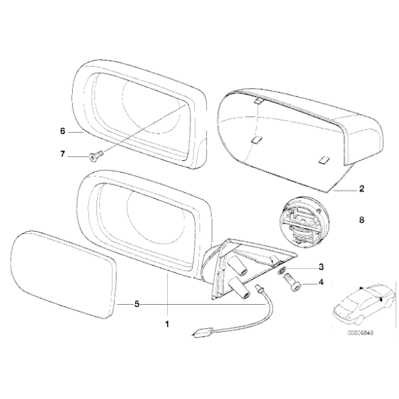 Śruba mocowanie lusterka BMW E38 E39 725 728 730 740 735 750 520 523 525 528 530 535 540 - 51160024588