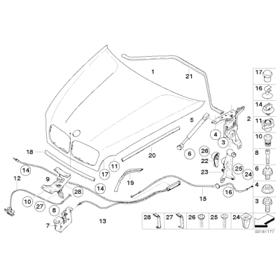 Siłownik amortyzator maski przód BMW E70 E71 X5 X6 30dX 35dX 35iX 40dX 40iX 50iX M50dX - 51237148346
