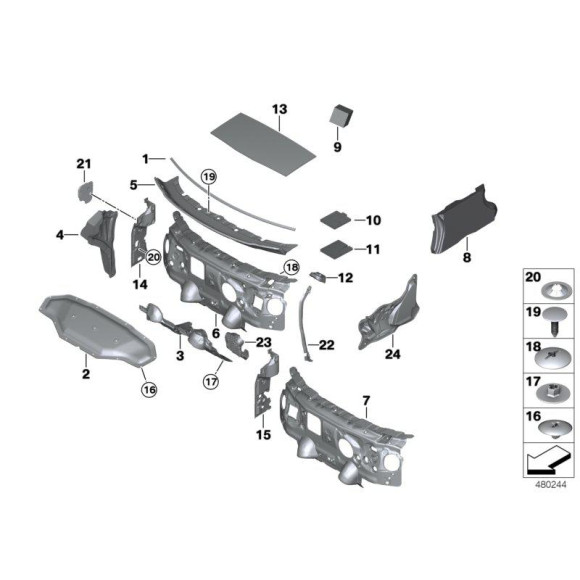 Izolacja dźwiękowa pokrywy silnika BMW F39 F48 X1 X2 16d 18dX 18d 18i 20dX 20d 20iX 20i 25dX 25iX 28iX 28i - 51487471230