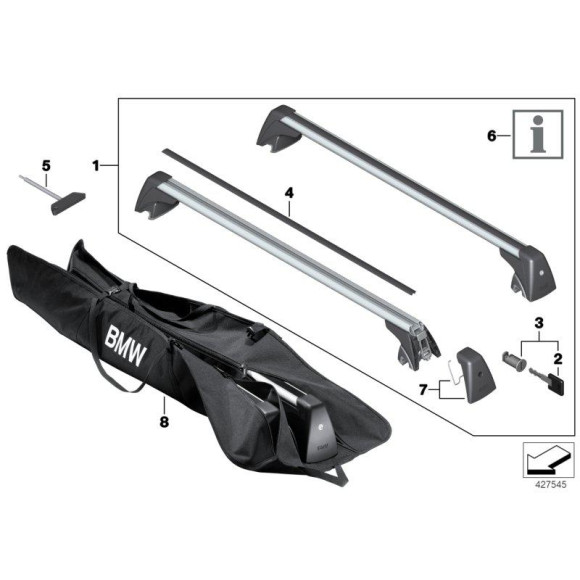 Listwa maskująca reling dachowy BMW E39 E46 E53 E60 E70 E83 E90 F01 F10 F15 F20 F30 F48 MINI G31 - 82720144045