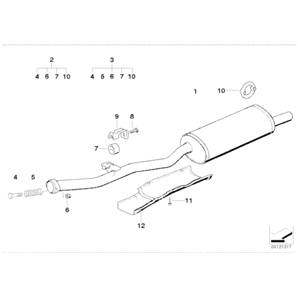 Zestaw części montażowych wydechu BMW E36 Z3 316g 316i 318ti - 18210146609