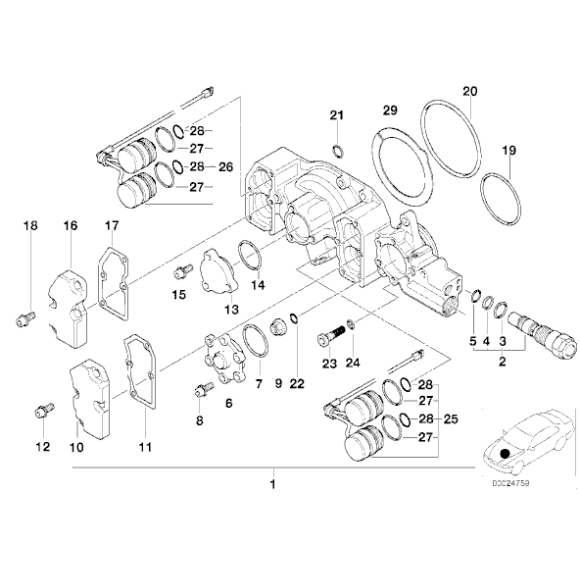 Śruba filtra VANOSa BMW E36 M3 Z3 M3 Roadster Coupe - 11361401973