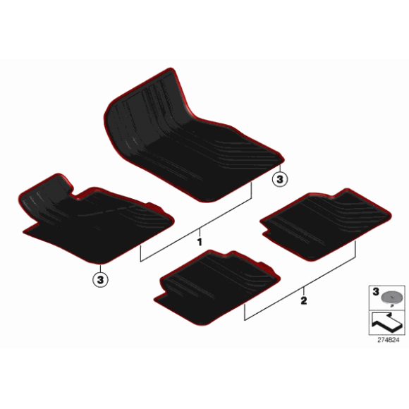 Dywaniki gumowe przód BMW F45 F46 214 216 218 220 225 - 51472287852