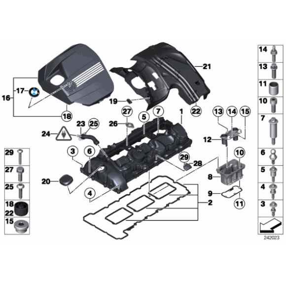 Kołnierz uszczelniający pokrywy BMW E46 E60 X3 X1 E87 E90 F10 F30 F31 F20 F21 F06 F15 E71 F16 - 11377502022