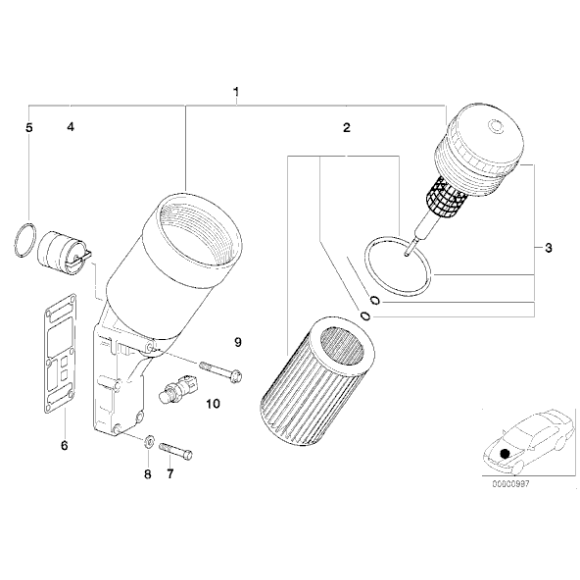 Zawór filtra oleju BMW E34 E36 E46 Z3 316i 318i 518i M43 318is 318ti M40 M42 M44 - 11421432228