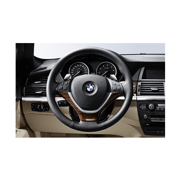 Nakładka dekoracyjna z jesionu słojowanego do skórzanej kierownicy sportowej BMW X6 - 32300444455