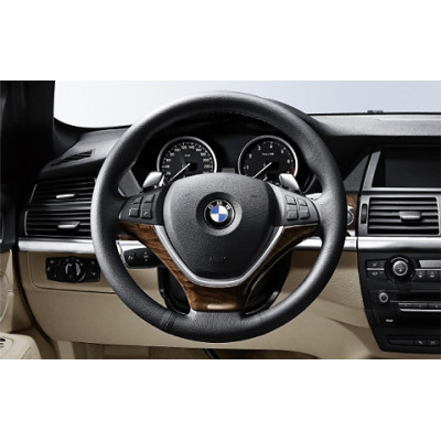 Nakładka dekoracyjna z jesionu słojowanego do skórzanej kierownicy sportowej BMW X6 - 32300444455