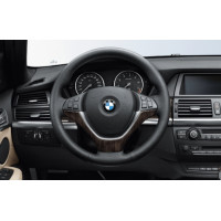 Nakładka dekoracyjna z ciemnego bambusa słojowanego do skórzanej kierownicy sportowej BMW X5 X6 - 32300444457