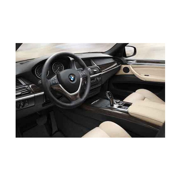 Nakładka dekoracyjna z ciemnego bambusa słojowanego do skórzanej kierownicy sportowej BMW X5 X6 - 32300444457