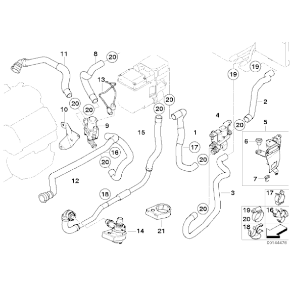 Dodatkowa pompa wody BMW E53 X5 4,4i 4,6is 4,8is M62 N62 - 64116955122