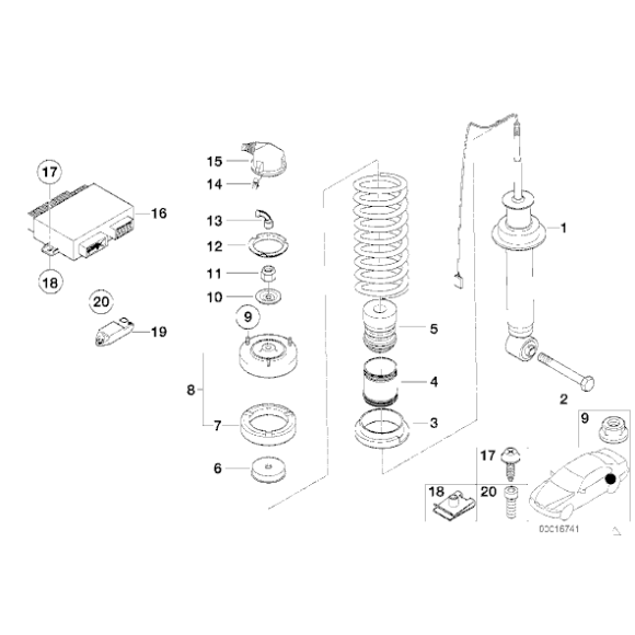 Poduszka amortyzatora tył BMW E38 725 728 740 730 735 z EDC - 33521090309