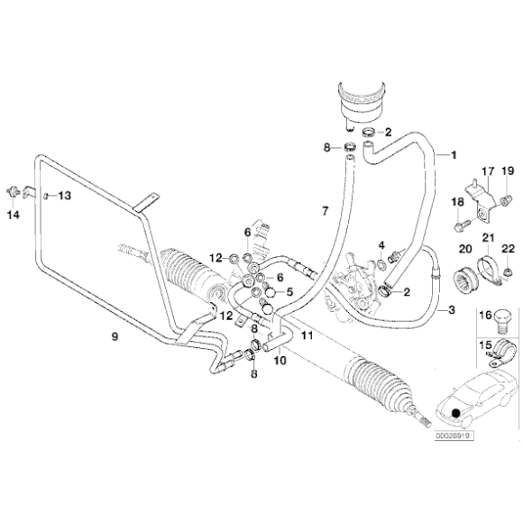 Przewód ssący ukł. wspomagania BMW E36 Z3 320i 323i 328i M52 - 32411093460