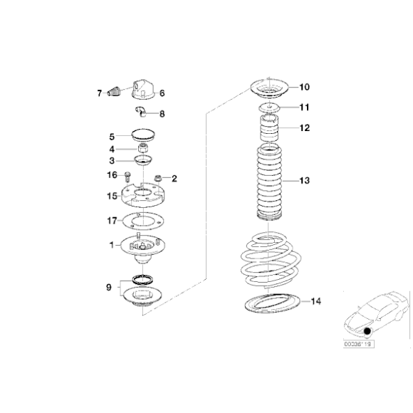 Podkładka uszczelniająca amortyzatora przód BMW E36 E38 Z3 316 318 320 323 325 328 M3 725 728 730 735 740 750 - 31331094288