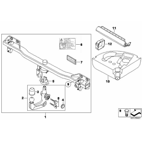 Zaślepka haka holowniczego BMW X3 X4 E46 E60 E61 F25 F26 F30 F31 F32 F33 F36 - 71601094998
