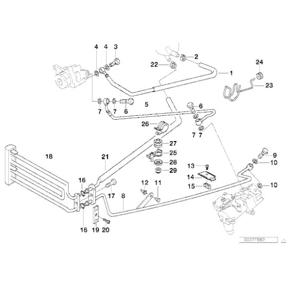 Przewód ukł. kierowniczego powrotny chłodnicy BMW E38 725tds M51 - 32411095080