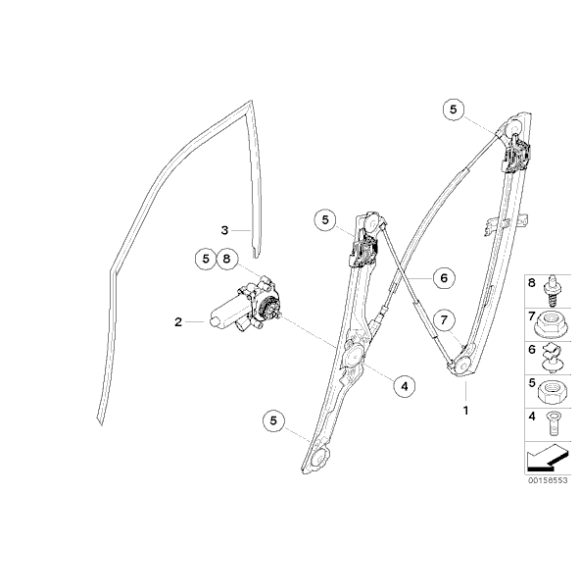 Podnośnik szyby przód prawy BMW E70 E70N X5 3,0d 30dX 35dX 40dX 35iX 40iX 50iX M50dX - 51337166380