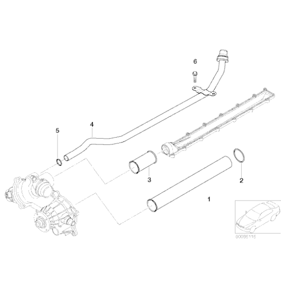 Przewód powrotny pompy wody BMW E53 E60 E63 E61 E64 E65 E70 F01 F02 760i 650i 645 735i 745i 750i 740i 540i 545i 550i - 115114399
