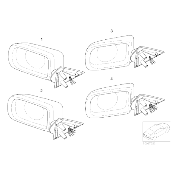 Lusterko zewnętrzne asferyczne podgrzewane prawe BMW E39 520 523 525 528 530 535 540 - 51168203742