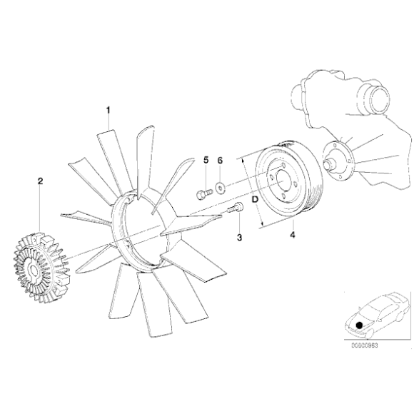 Wiatrak wentylatora BMW E34 E32 E39 E38 V8 530 535 540 730 740 750 840 - 11521712110