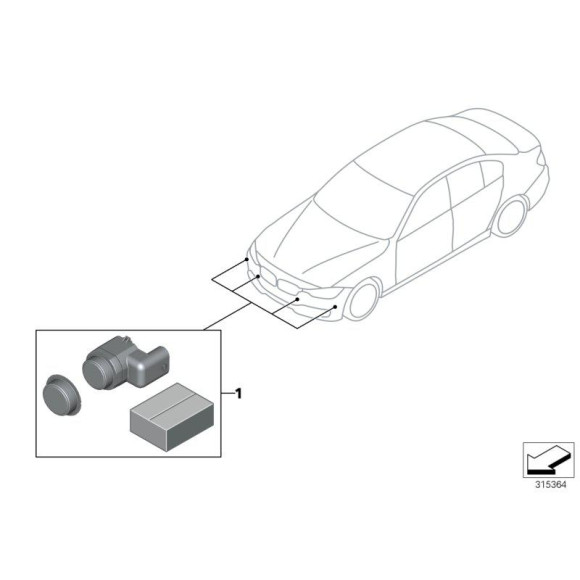 Komplet mocowań czujn. PDC / PMA przedn. BMW F30  F31 F35 316 318 320 328 330 335 340 Hybrid - 51118067950
