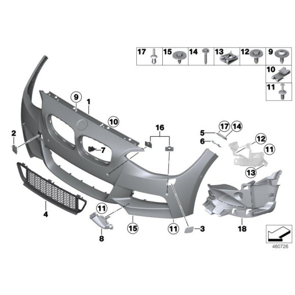 Wkładka zderzaka przód prawa BMW F87 M2 - 51118067022