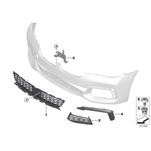 Kratka wlotu powietrza zderzaka przód  środkowa BMW G11 G12 725 730 740 750 M760 - 51118061124