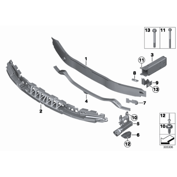Wspornik zderzaka przód u dołu BMW F34 F34N 318 320 330 328 335 340 - 51118056967