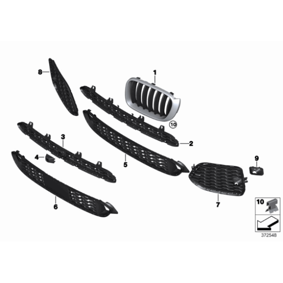 Kratka boczna zderzaka przód lewa zamknięta BMW F25 X3 F26 X4 - 51118056941