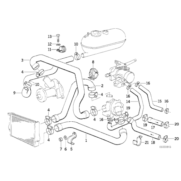 Przewód wąż chłodnicy BMW E30 E28 E34 M20 320 323 325 520 525 - 11531287651