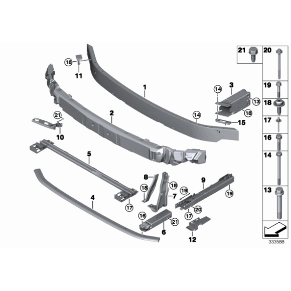 Poprzeczka pionowa prawa BMW F39 X2 F40 F45 F45NF46 F46N F48 MINI F54 F55 F56 F57 F60 - 51117301586